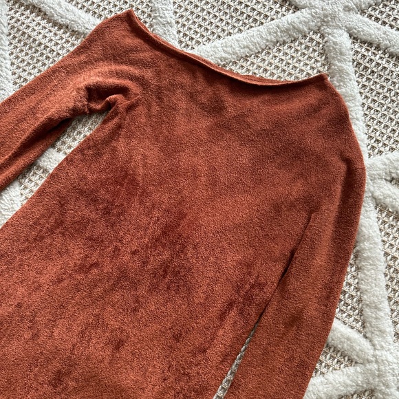 HELMUT LANG Velveteen Dress in Burnt Umber - Picture 8 of 10